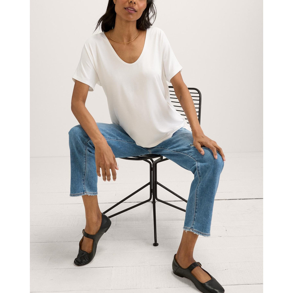 Hatch 'The Perfect' White Viscose Vee Size 0