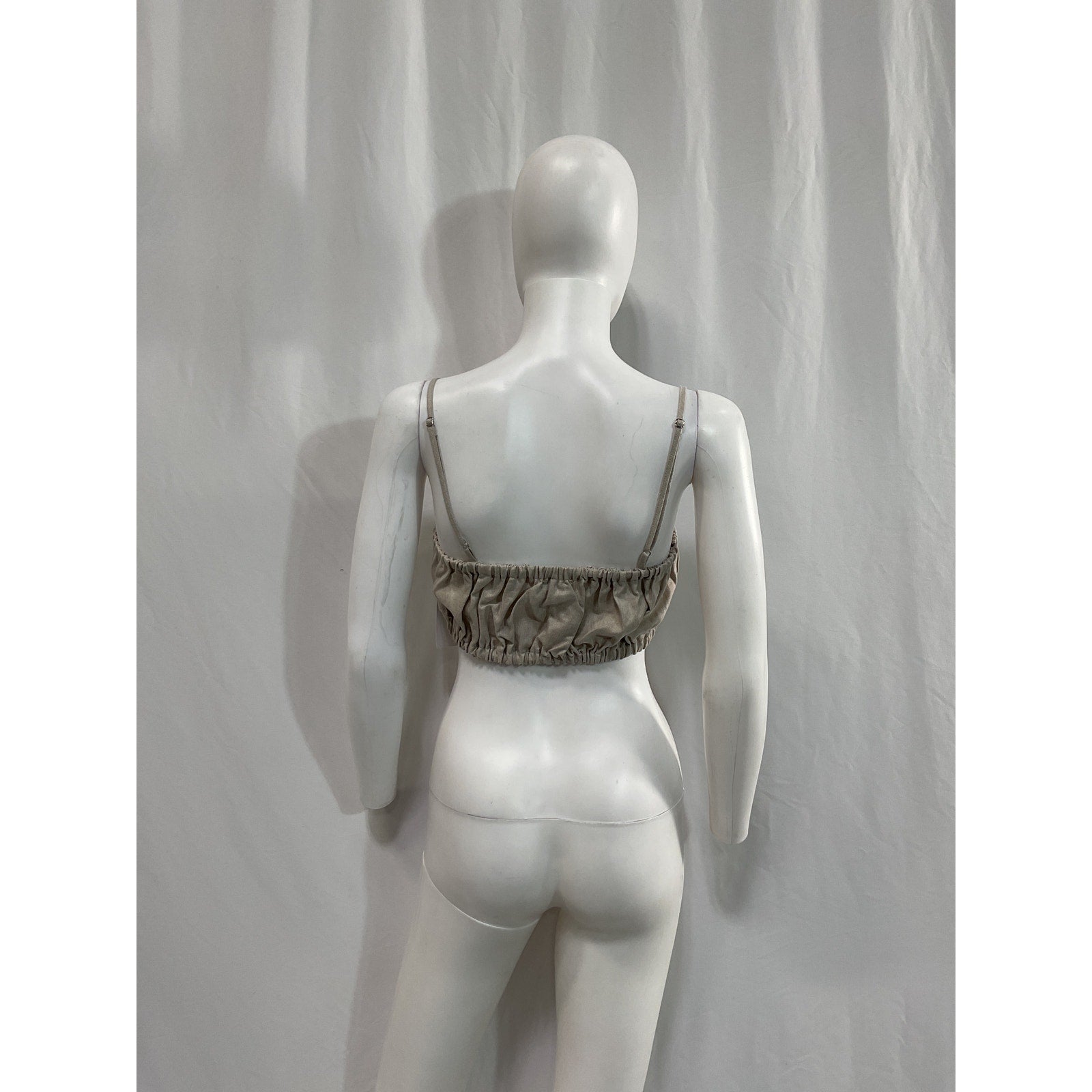 Matthew Bruch Structured Tan Linen Bandeau Crop Top Size 2 - NWT