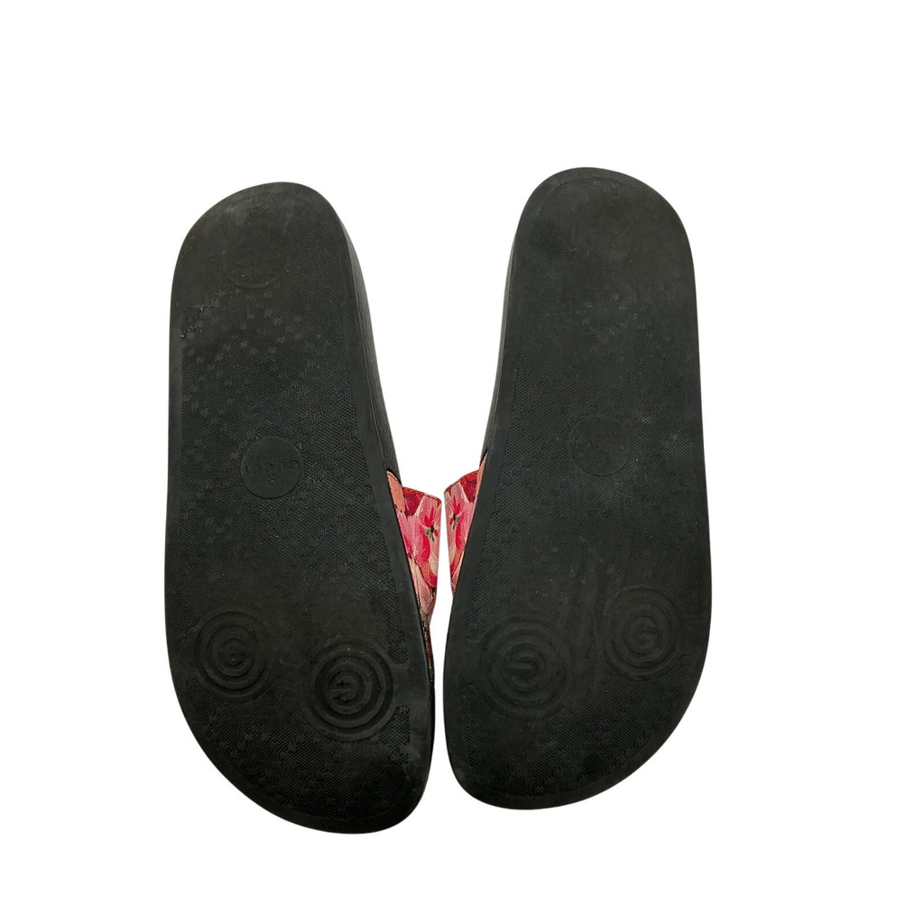 Gucci Gg 'Blooms' Black Rubber Supreme Slide Sandals Size 40 (10)