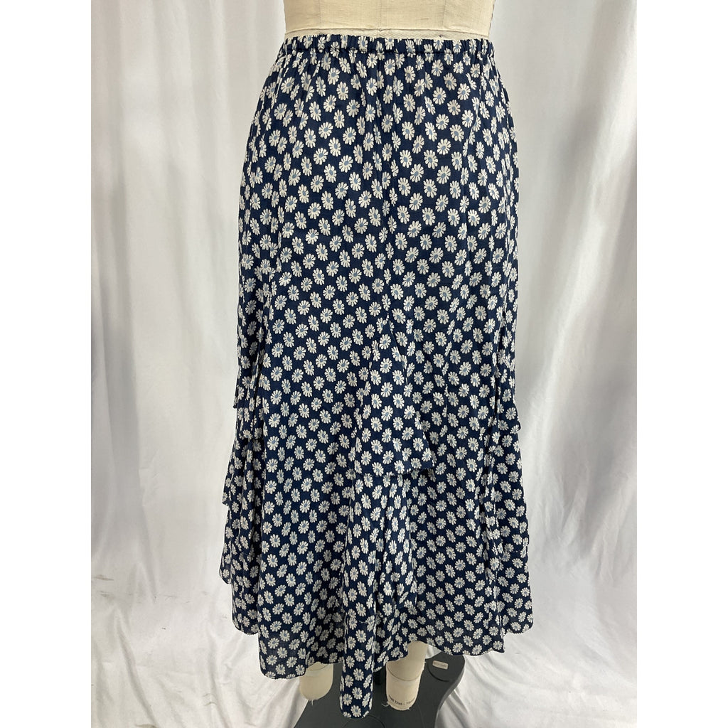 The Great 'The Curtsy' Blue Cotton Floral Midi-Skirt Size 0