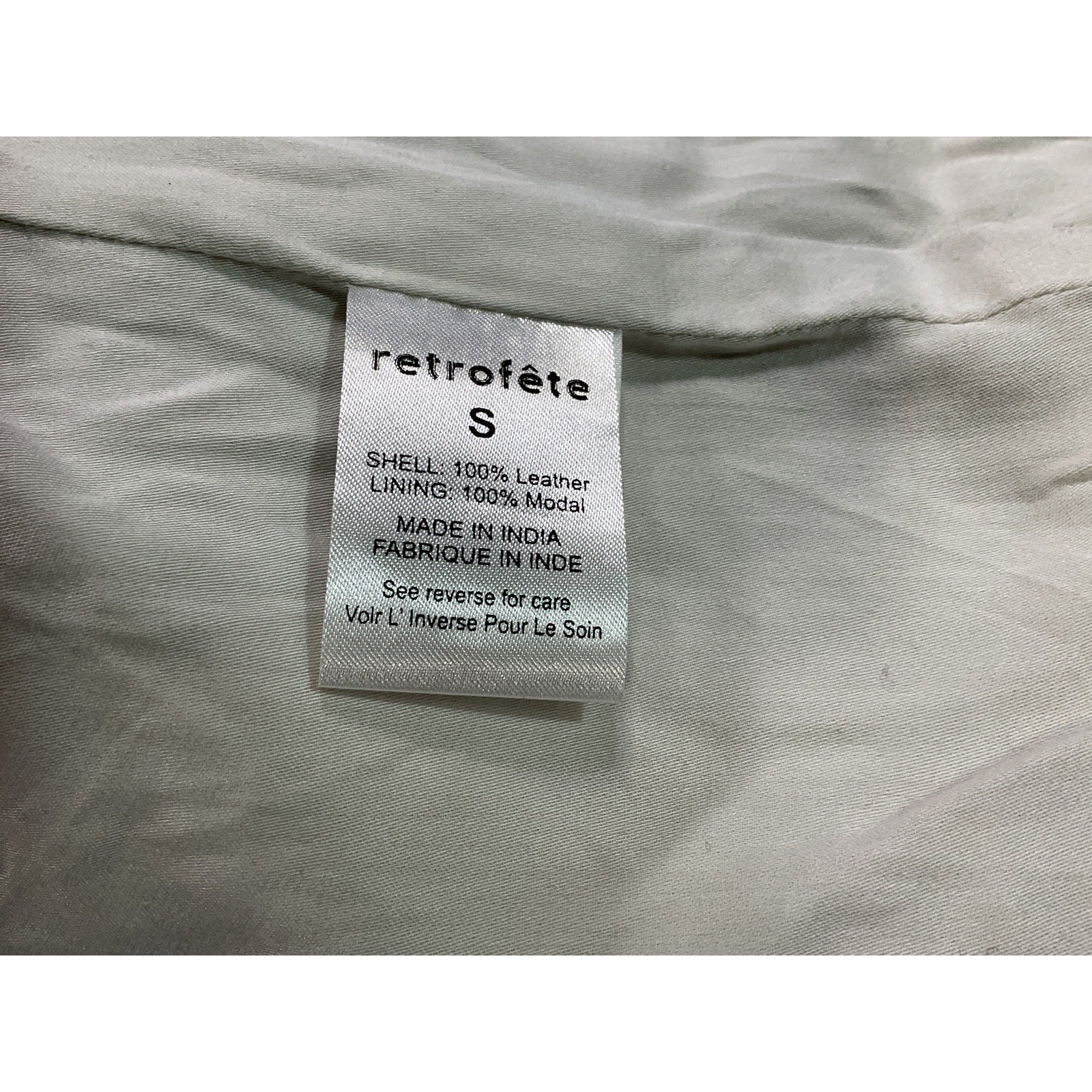 Retrofete 'Lo' Silver Leather Jacket Size S