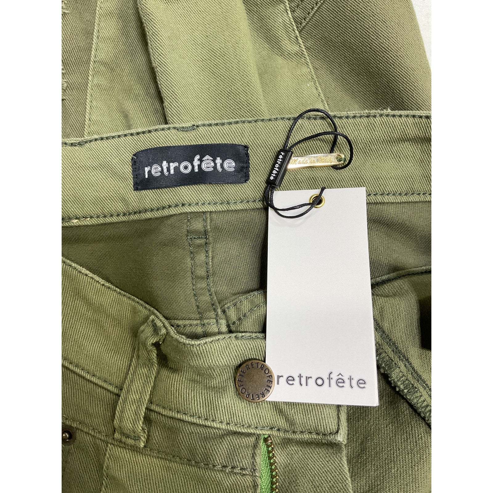 Retrofete 'Taryn' Green Cotton Pant Size 25 - NWT