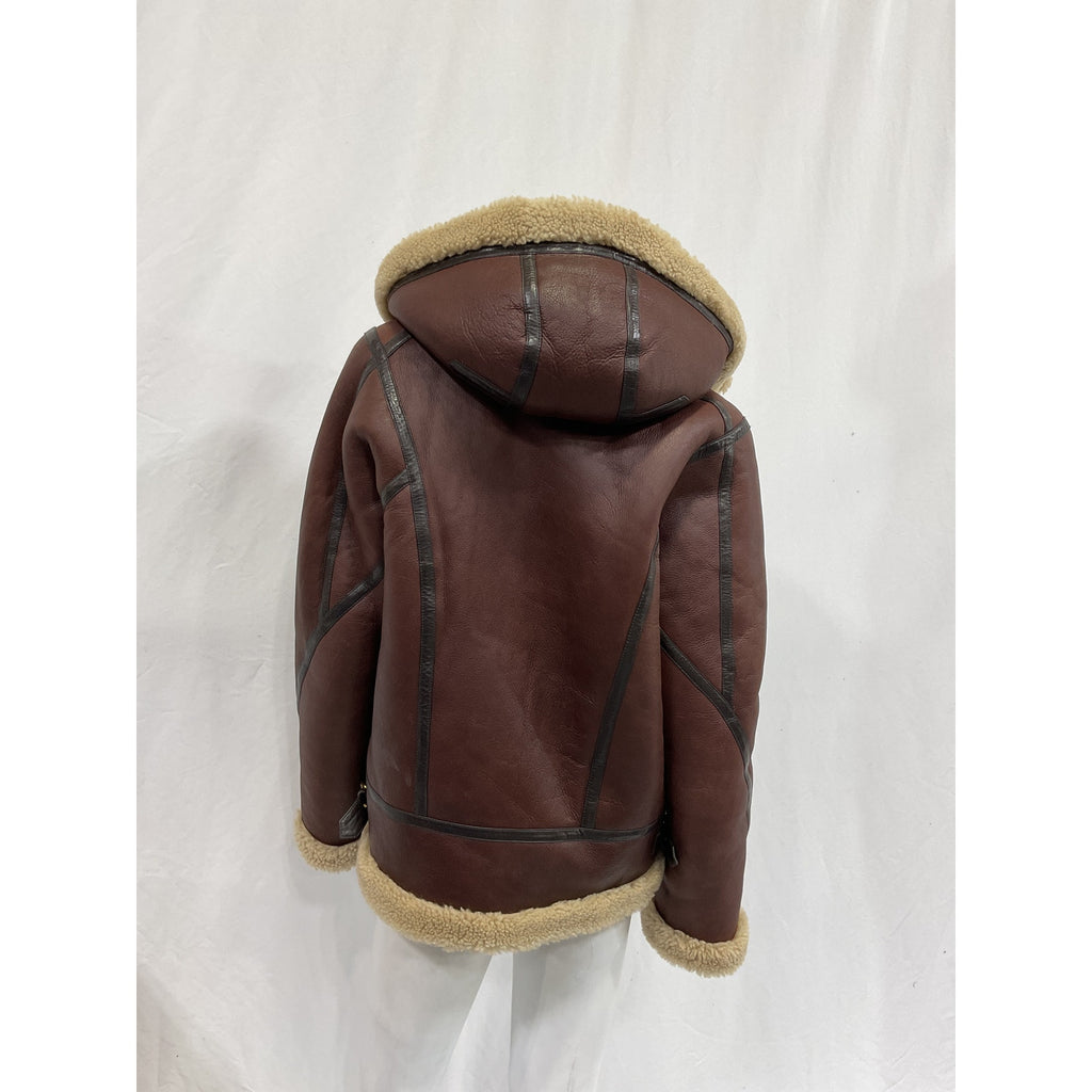 Rag & Bone 'Stella' Brown Leather Shearling Jacket Size M
