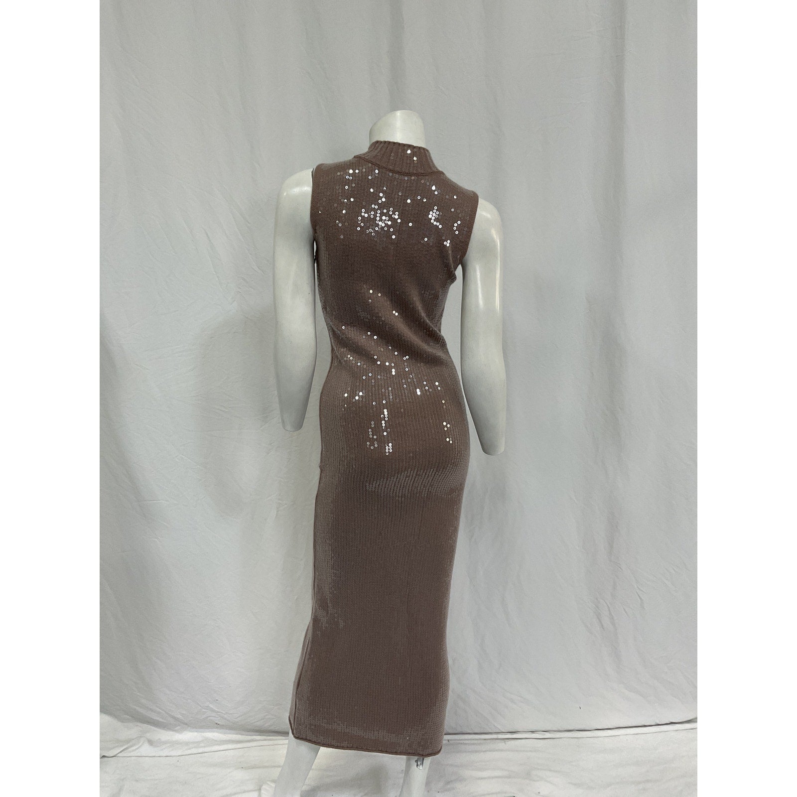 Retrofete 'Dove' Brown Wool Sequin Knit Dress Size XS