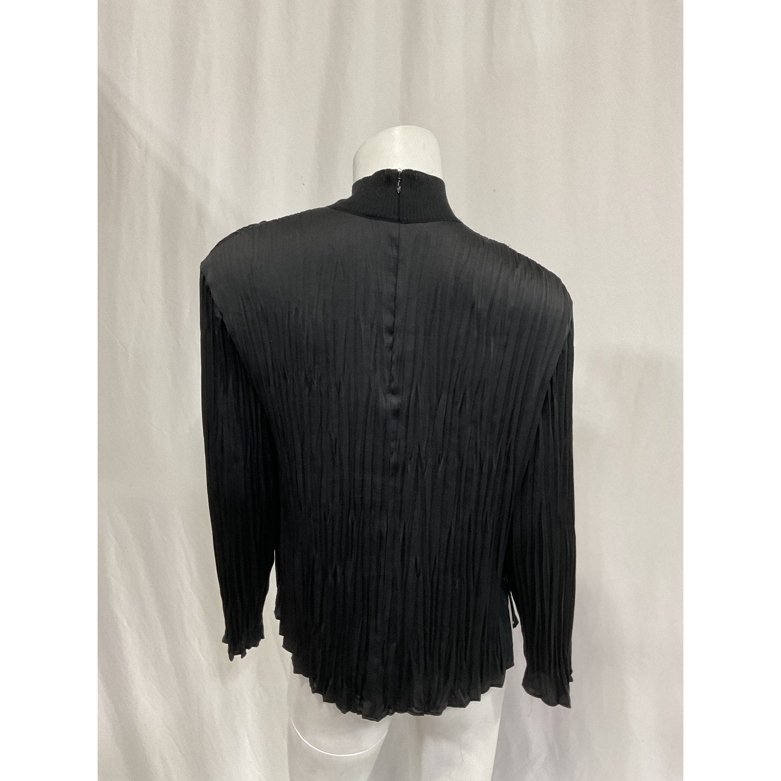 Vince Crushed Black Satin Mock Neck Top Size XS