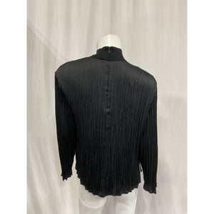 Vince Crushed Black Satin Mock Neck Top Size XS