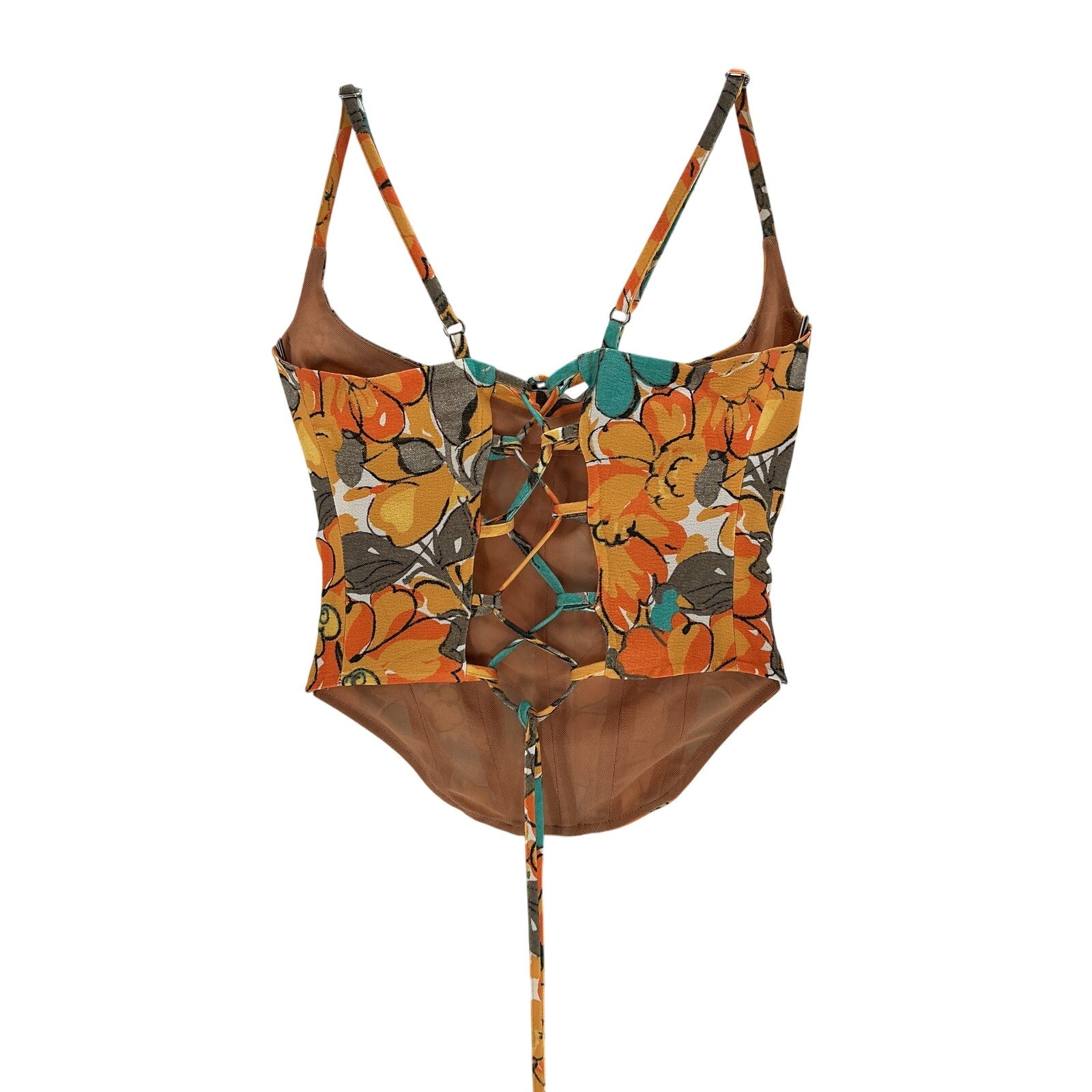 Miaou V Orange Polyester Corset Top Size S