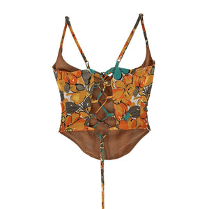 Miaou V Orange Polyester Corset Top Size S