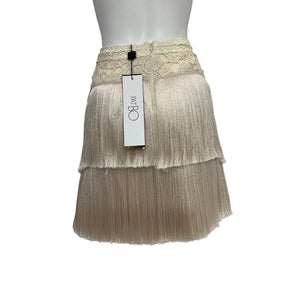 Patbo Tiered Wheat Fringe Mini Skirt Size 10 NWT