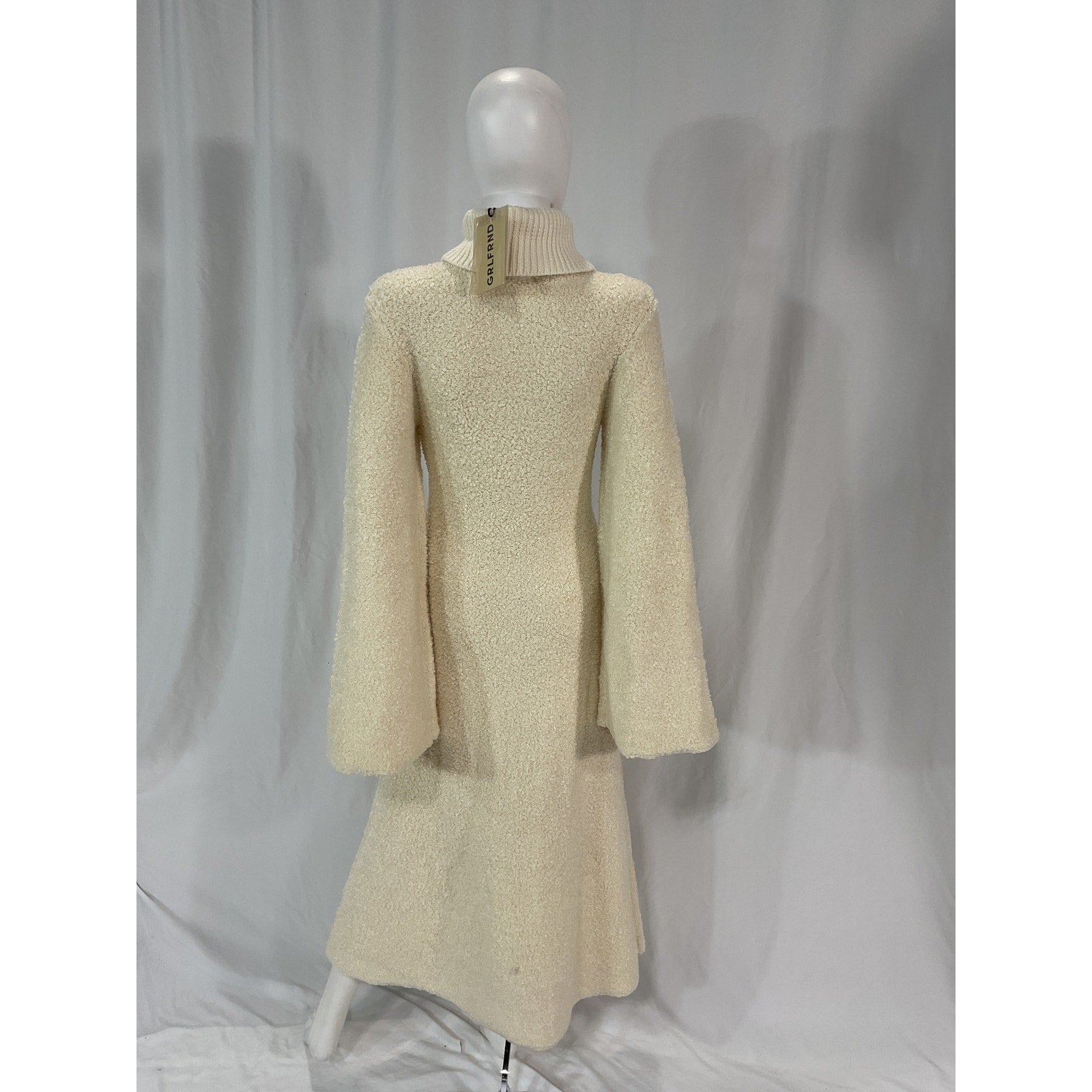 Grlfrnd 'Maeko Boucle' White Turtleneck Dress Size M - NWT