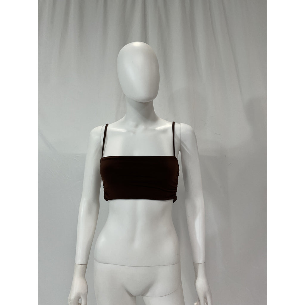 Nookie 'Aria' Brown Crepe Crop Top Size XS
