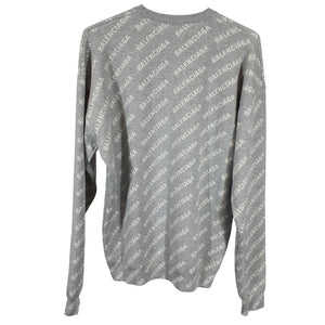 Balenciaga Branded Grey Mini Allover Logo Size XS Sweater