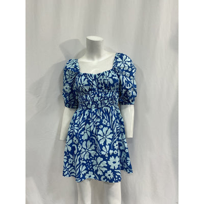 Faithfull The Brand 'Marinelli' Blue Cotton Mini Dress Size XS