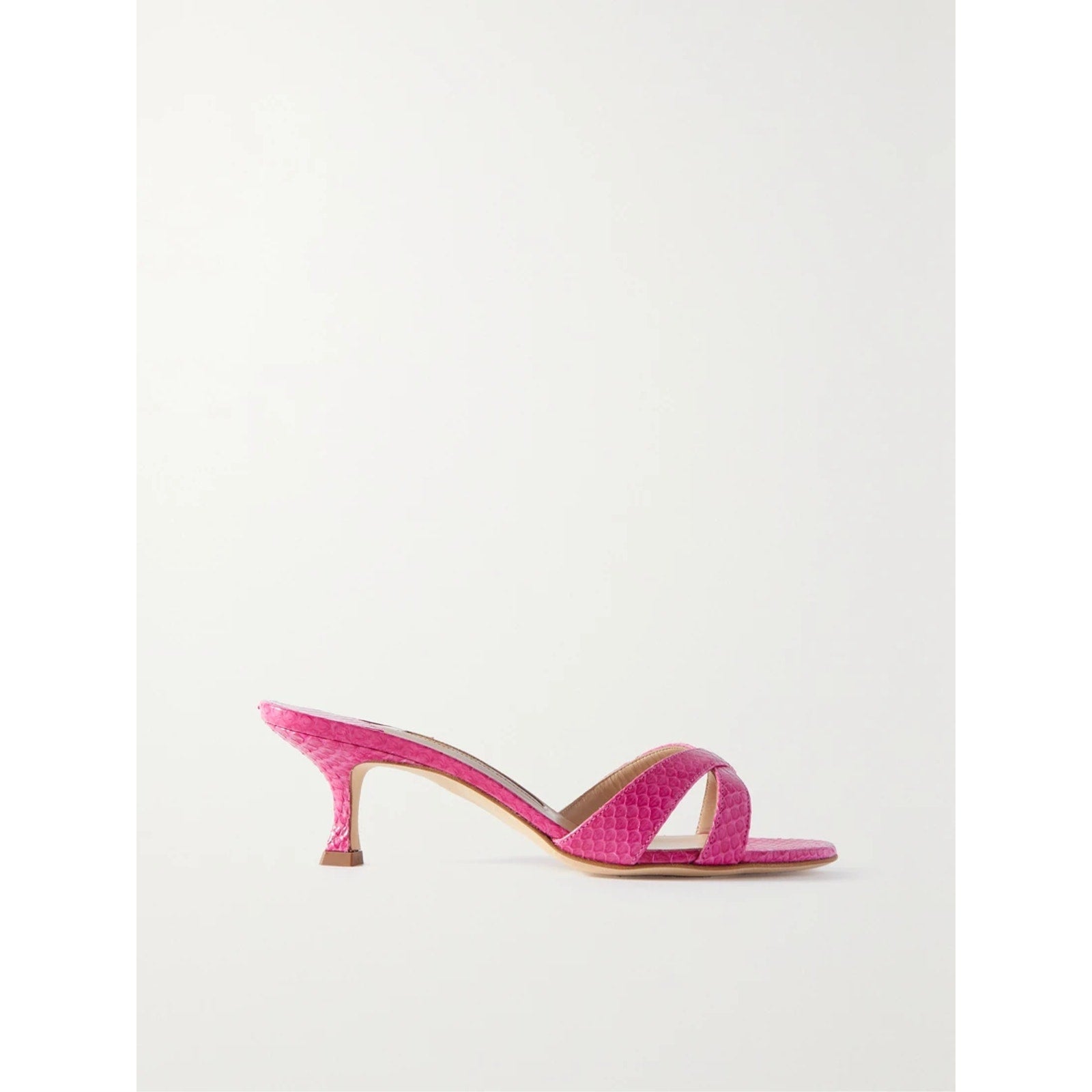 Manolo Blahnik 'Callamu' Pink 50 Elaphe Mules Size IT 7.5