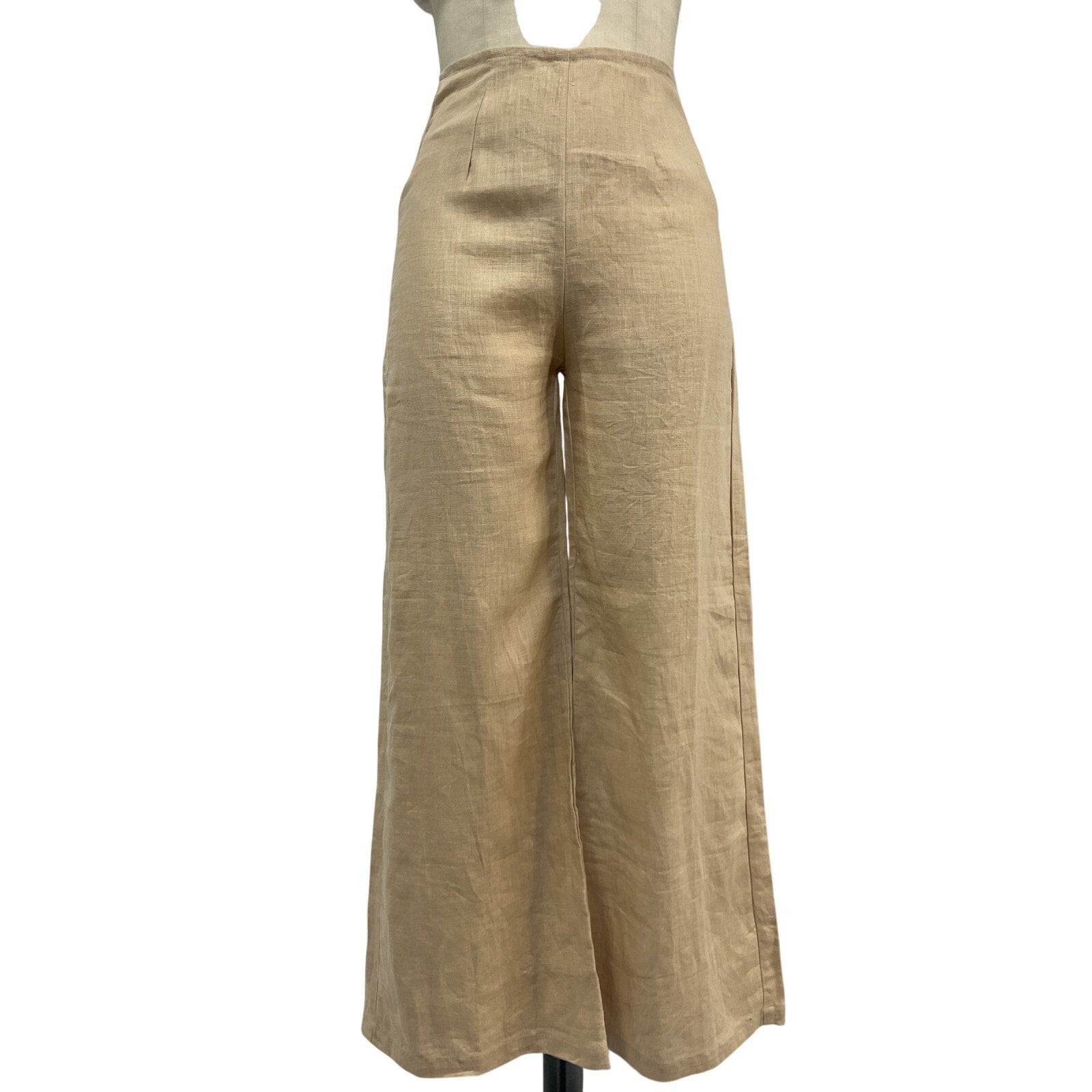 Faithfull The Brand 'Ottavio' Beige Linen Wide-Leg Pants Size XS