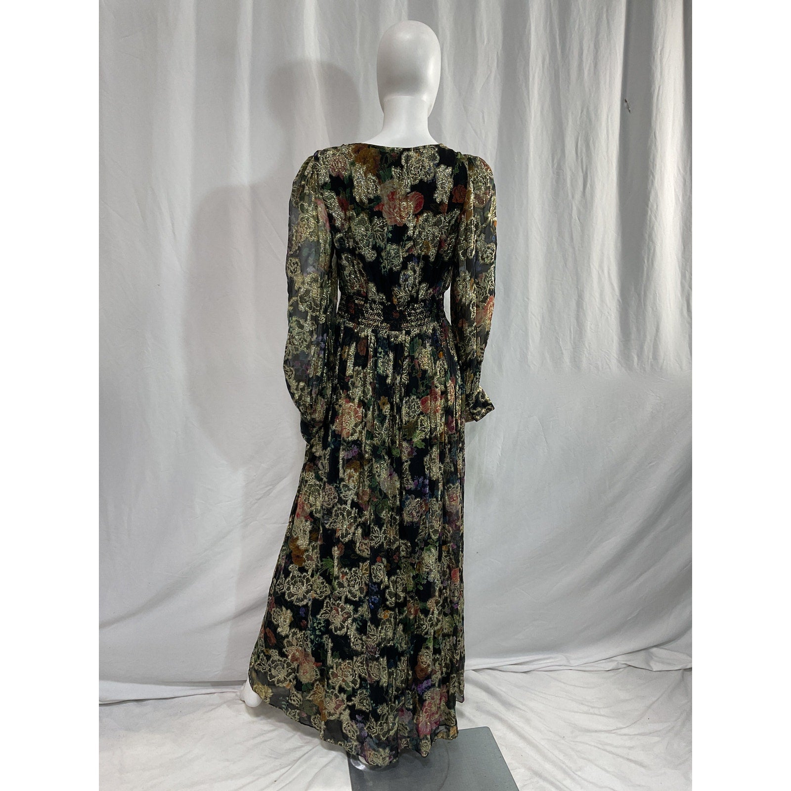 Hemant And Nandita Black Georgette Maxi Dress Size M