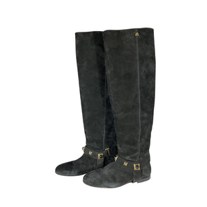 Etro 'Crown Me' Black Suede Knee-High Boots Size 10 US / EU 40