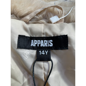 Apparis 'Milly' Beige Polyester Oversized Faux Fur Coat Size 14Y