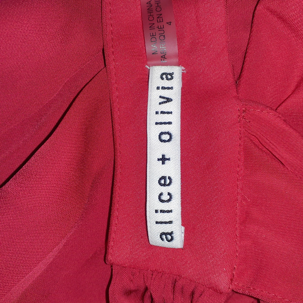 Alice + Olivia 'Thelma' Red Sleeveless Halter Nk Jumpsuit Size 4