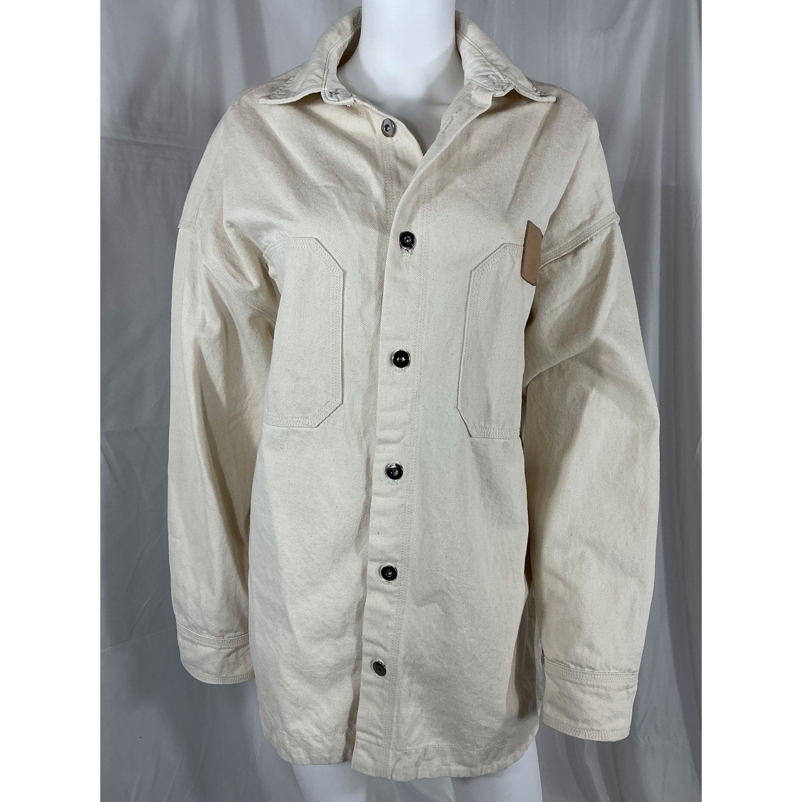 Helsa Denim White Overshirt Size XS