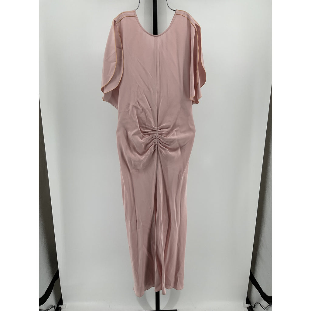 Victoria Beckham Gathered Waist Pink Viscose Midi Dress Size 10 US