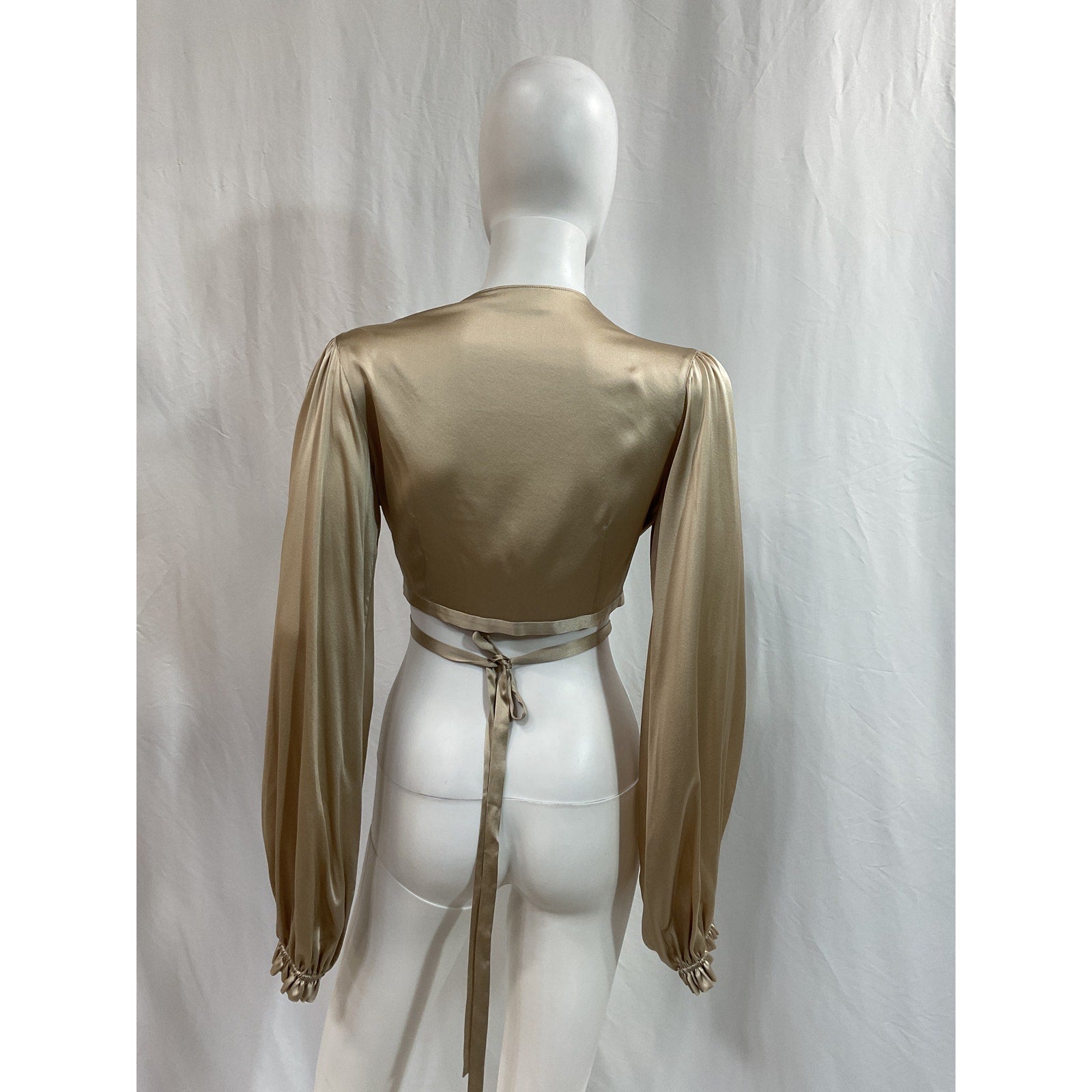 Adriana Iglesias 'Iiria' Gold Charmeuse Top Size S