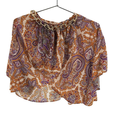 L'Academie Paisley Orange Kylo Blouse Size M