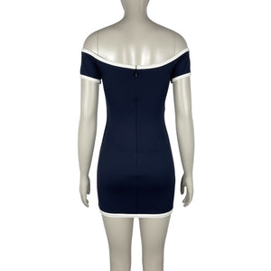 Staud Fitted Navy And White Gabriel Dress Size S
