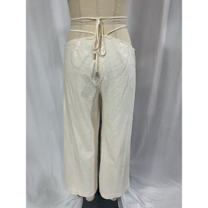 Cult Gaia 'Tessa' Off White Linen Blend Tie Waist Pants Size S