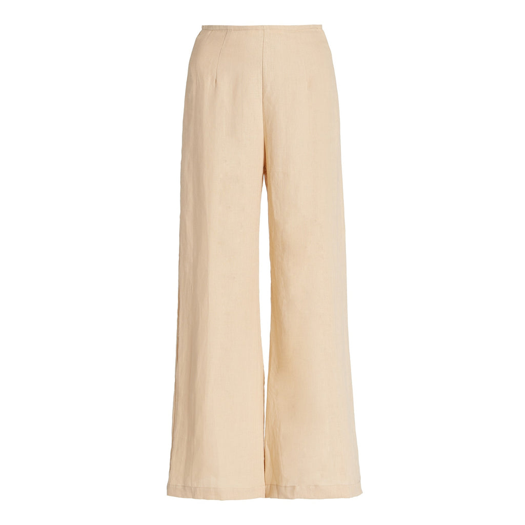 Faithfull The Brand 'Ottavio' Beige Linen Wide-Leg Pants Size XS