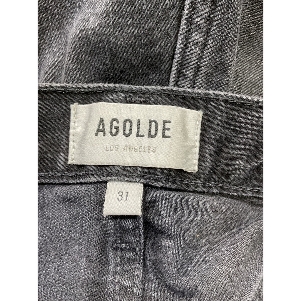 Agolde High Rise Baggy Stella Black Cotton Shorts Size 31