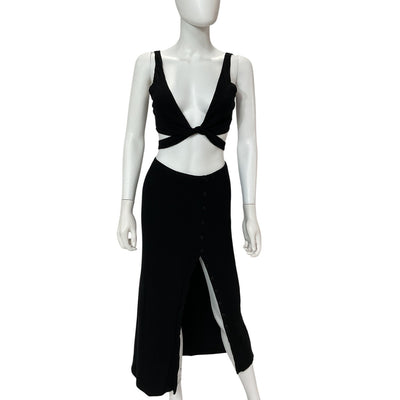 Reformation Ribbed Black Jonny Two Piece Set Size M