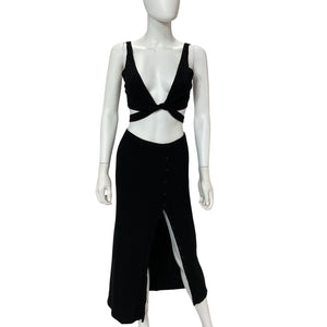 Reformation Ribbed Black Jonny Two Piece Set Size M