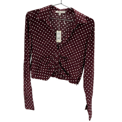 Favorite Daughter Polka Dot Burgundy Ruby Blouse Size M