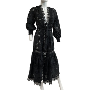 Waimari Eyelet Black Vistamar Robe Size XS