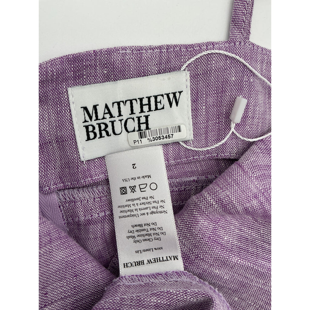 Matthew Bruch 'Kimmie' Purple Linen Cutout Mini Dress Size 2