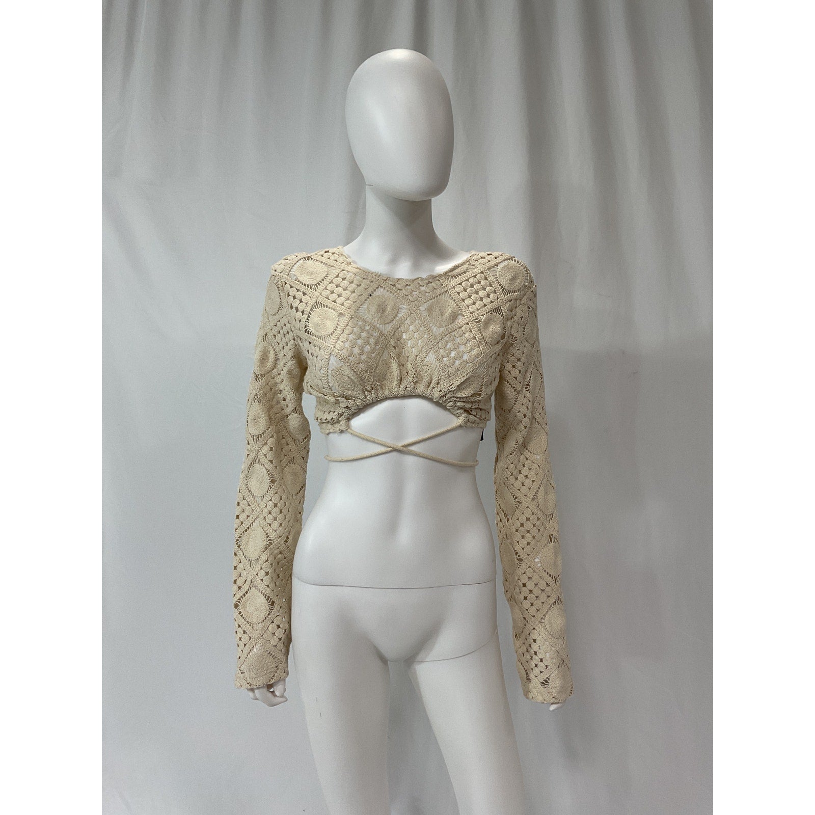 Andrea Iyamah 'Hira' White Crochet Top Size M