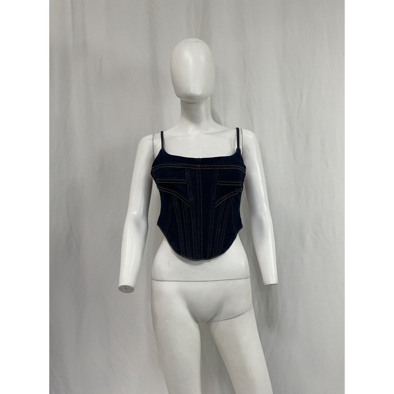 Grlfrnd Denim Bustier Blue Cotton Top Size M - NWT