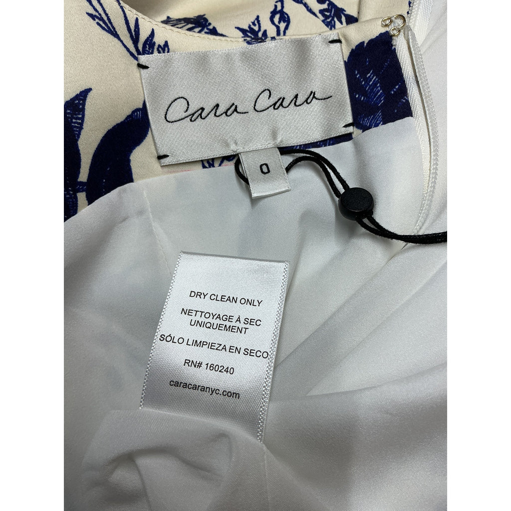 Cara Cara 'Sandra' Blue Cotton Floral Square Neck Minidress Size 0