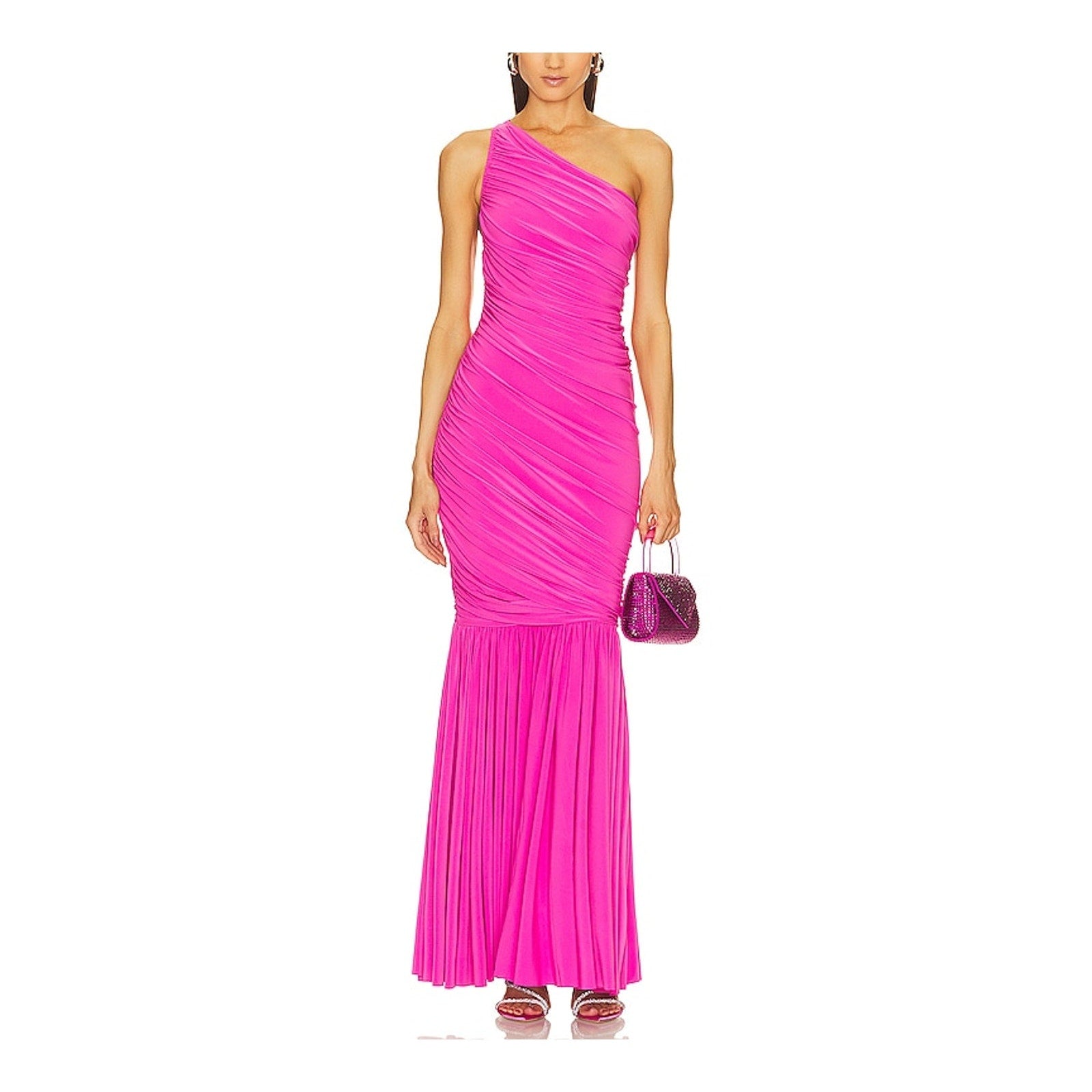 Norma Kamali 'Diana' Pink Polyester Fishtail Gown Size S