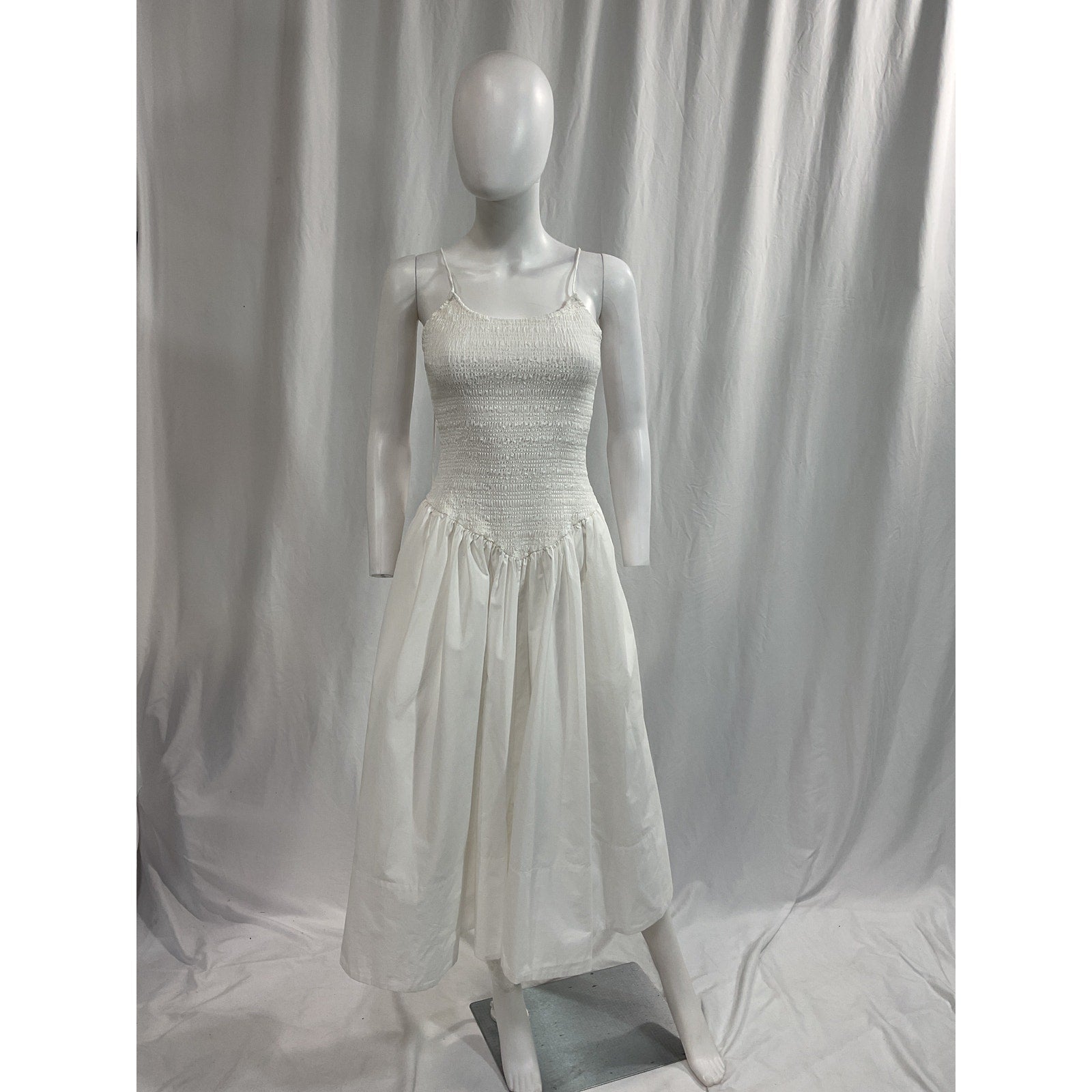 L'Academie 'Armanda' White Cotton Poplin Midi Dress Size M