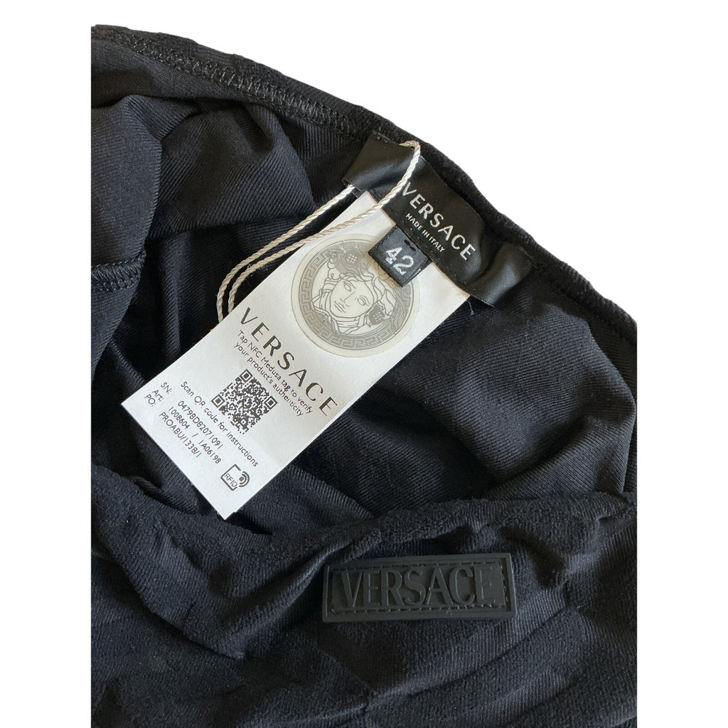 Versace 'Spugna' Black Polyamide Monogram Mini Dress Size 42