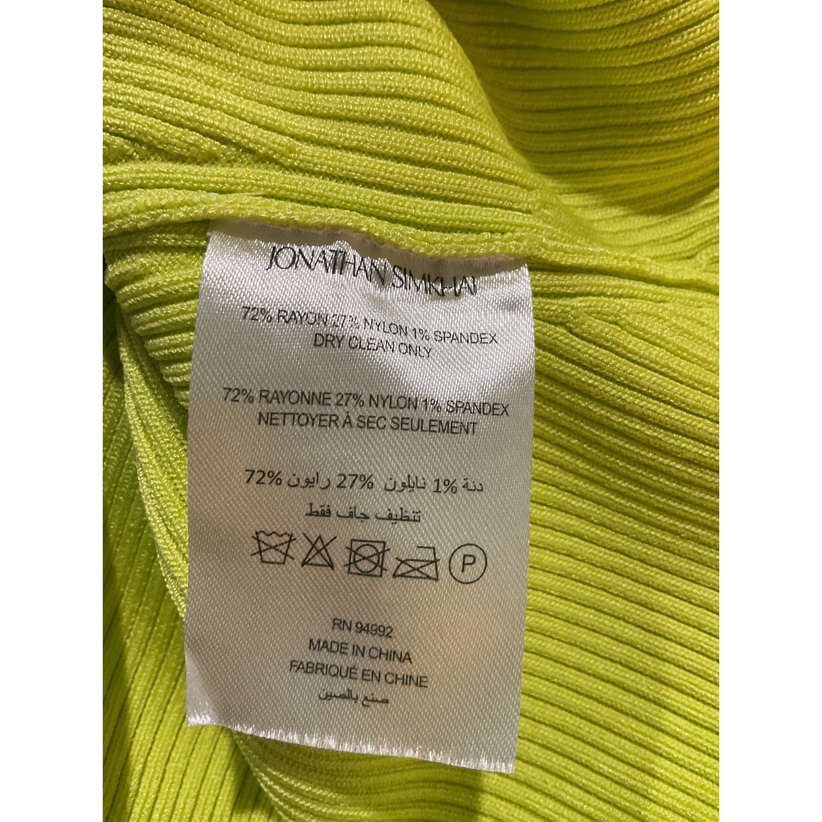 Jonathan Simkhai 'Andrea' Green Rayon Tank Top Size S