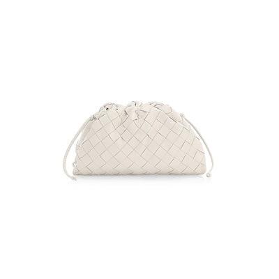 Bottega Veneta White Intrecciato Pouch Mini