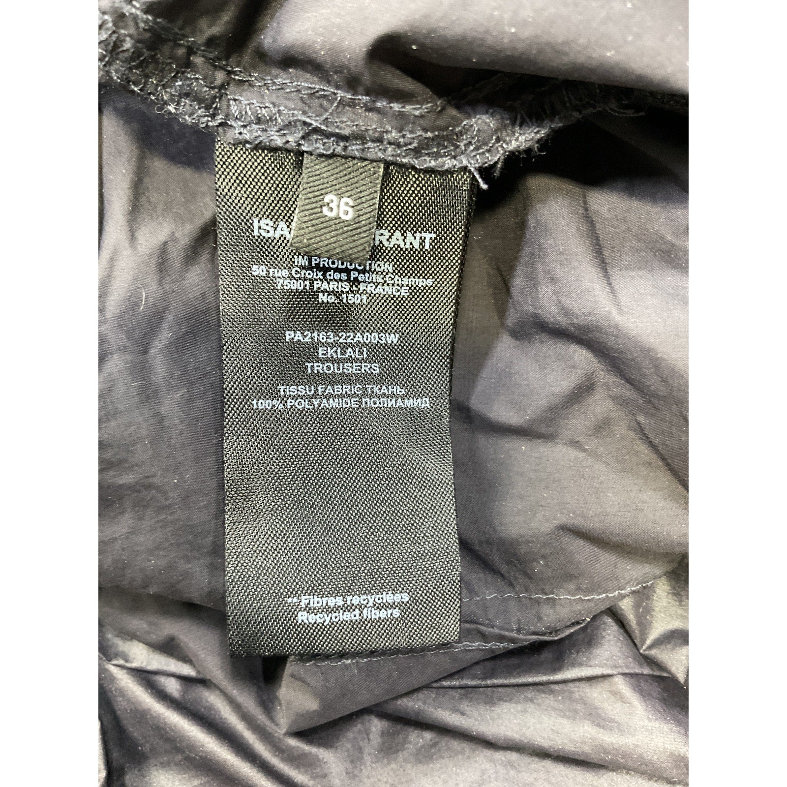 Isabel Marant 'Eklali' Black Nylon Trousers Size 36