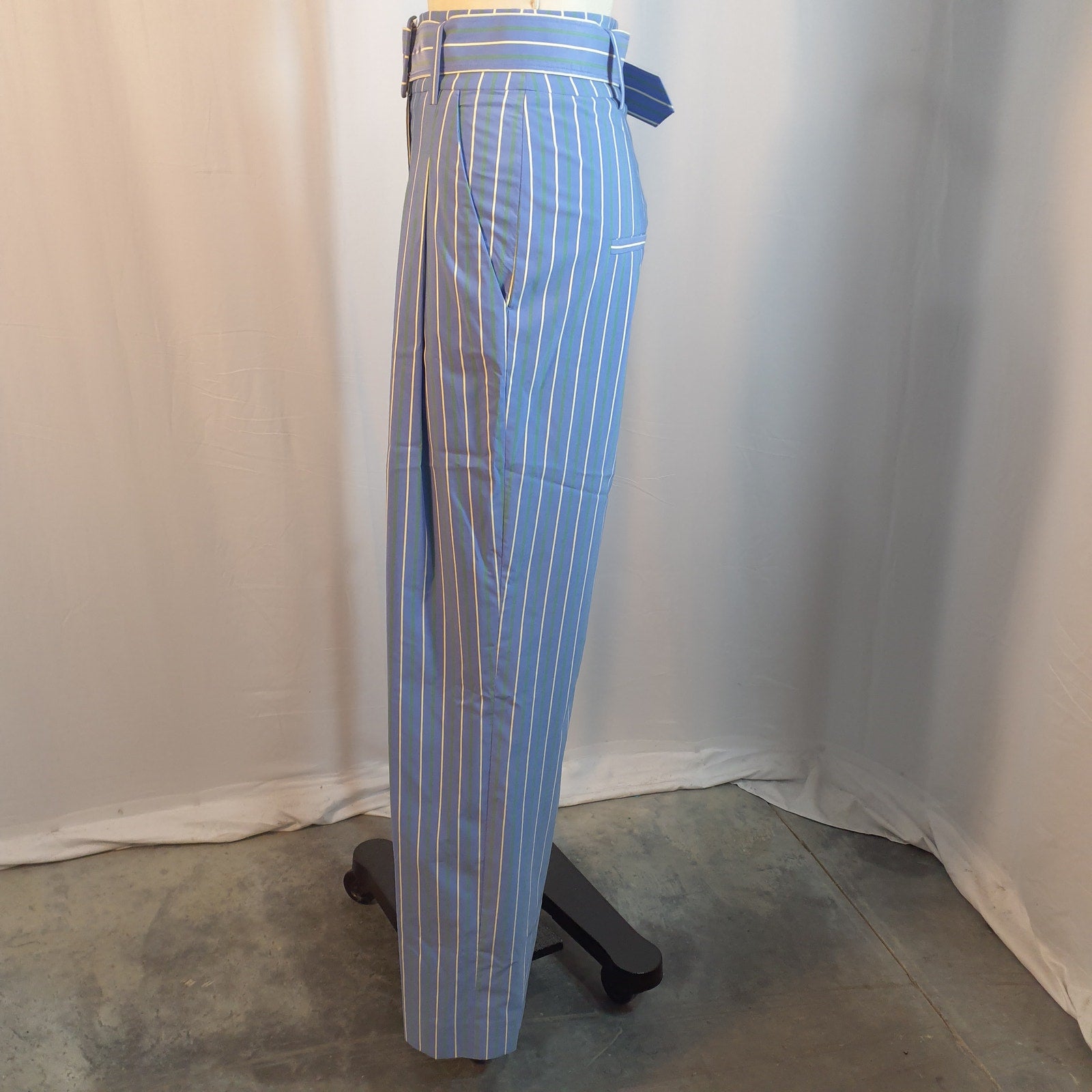 Veronica Beard 'Maliyah' Blue Striped Wide-Leg Cropped Leggings Pant Size 0