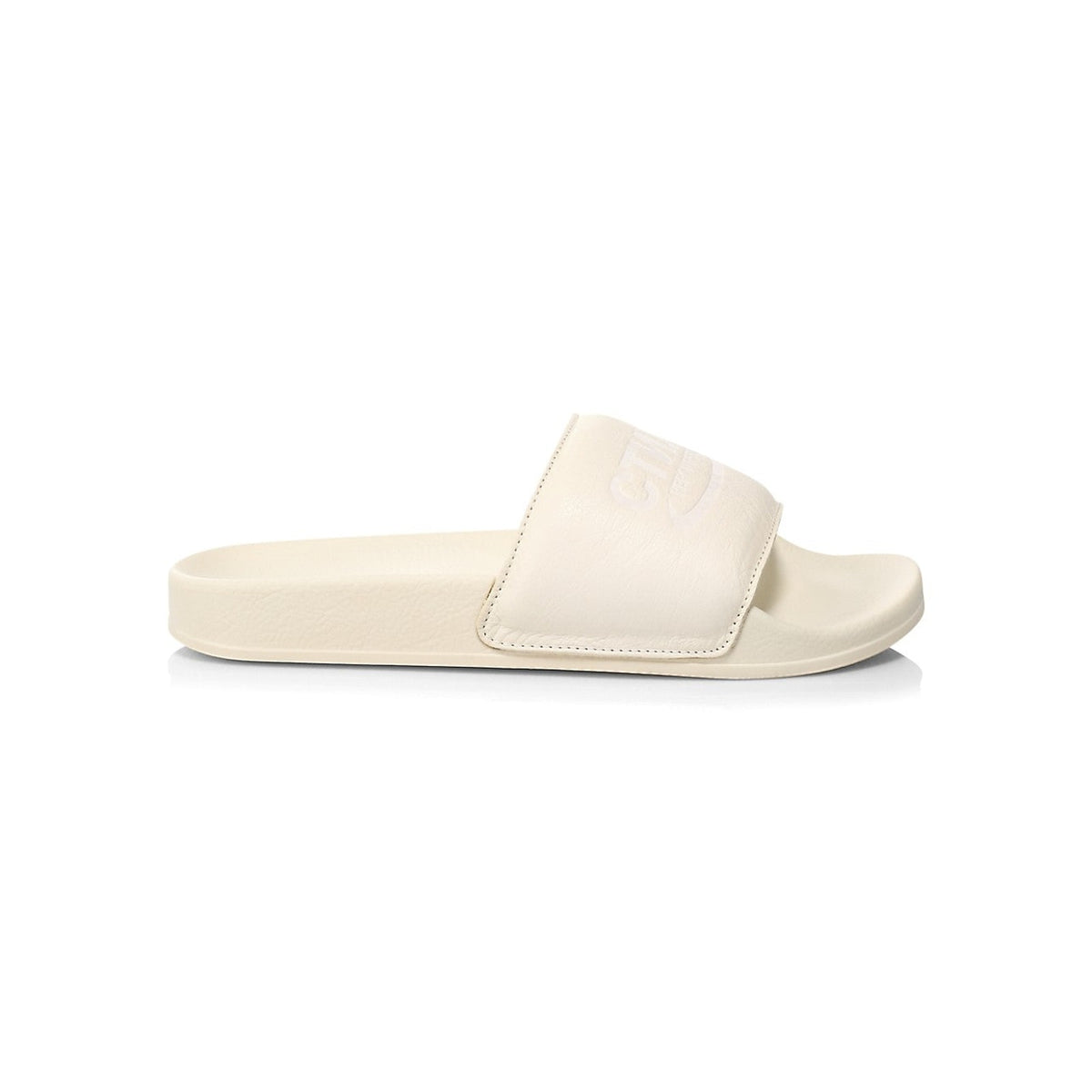 Heron Preston Cream Leather Logo Pool Slides Size 12