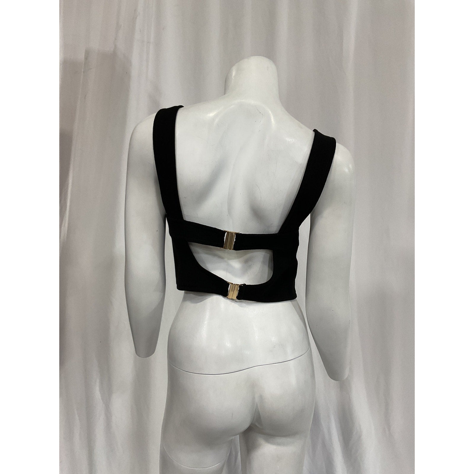 Shona Joy 'Amura' Black Crepe Corset Bustier Top/ Blouse Size 8