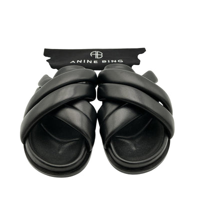 Anine Bing Padded Black Lizzie Slides Size 37 EU / 7 US