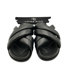 Anine Bing Padded Black Lizzie Slides Size 37 EU / 7 US